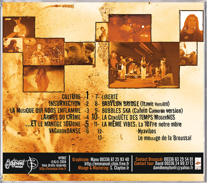 Campagne d'album Broussai Insurrection CD back - Emmanuel Cloix